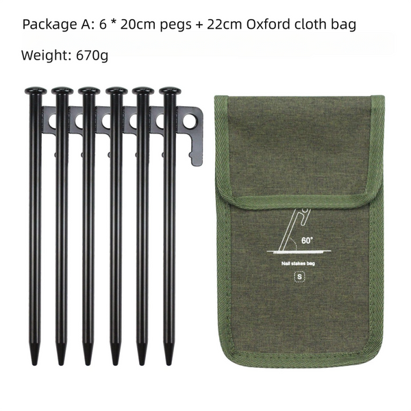 Portable Heavy Duty Tent Pegs with Carry Bag