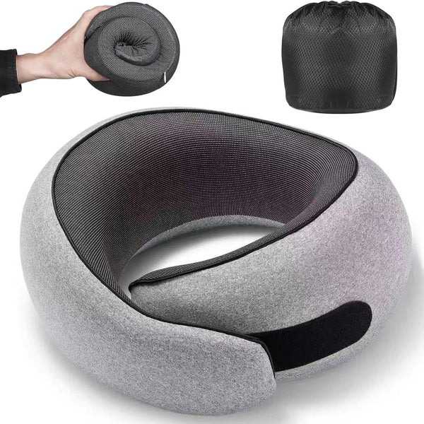 Light Grey Ergonomic Memory Foam Travel Neck Pillow