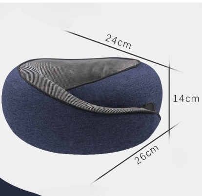 Navy Blue Ergonomic Memory Foam Travel Neck Pillow