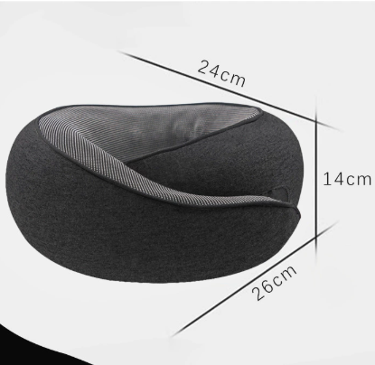 Black Ergonomic Memory Foam Travel Neck Pillow