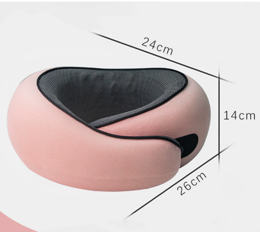 Pink Ergonomic Memory Foam Travel Neck Pillow