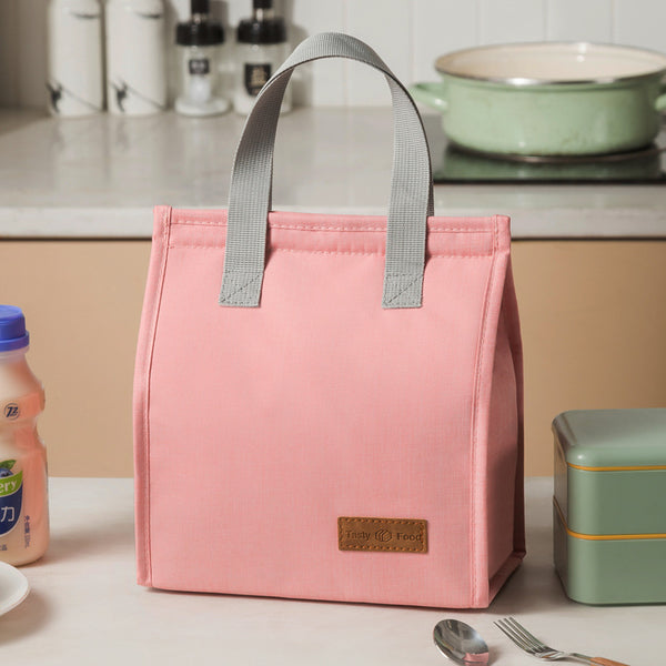 2-Piece Pink Vertical Lunch Tote Set – Compact Insulated Meal Bag with Large Capacity and Durable Handle for Daily Use