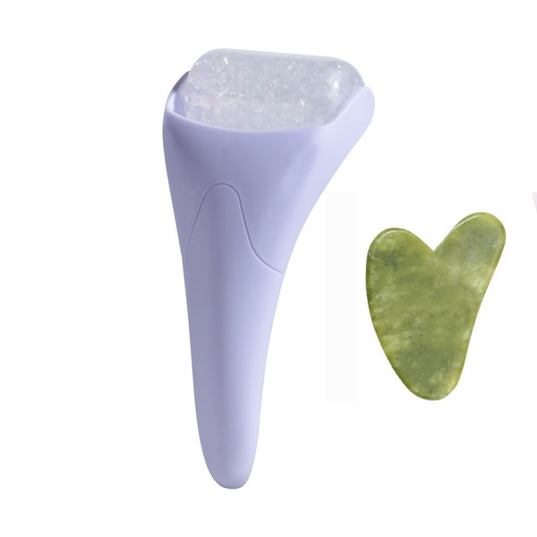 2-piece Purple Face Ice Roller with Gel Cooling Head and Gua Sha Board