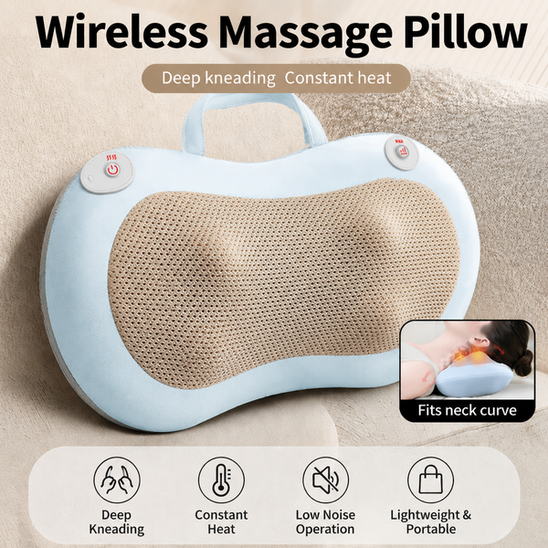 Blue Wireless Rechargeable Cervical & Lumbar Massager Pillow