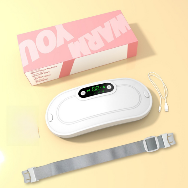 White Portable USB Heating Waist Belt with Gift Box - 4 Modes