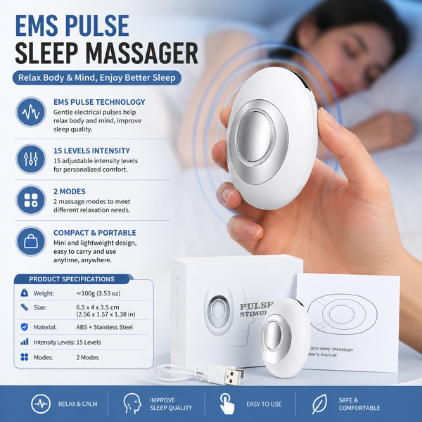 White Portable EMS Pulse Sleep Aid Device