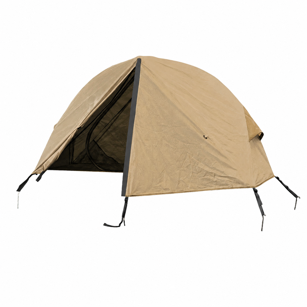 Portable Off-Ground Single Camping Tent with Mosquito Net - Light Khaki