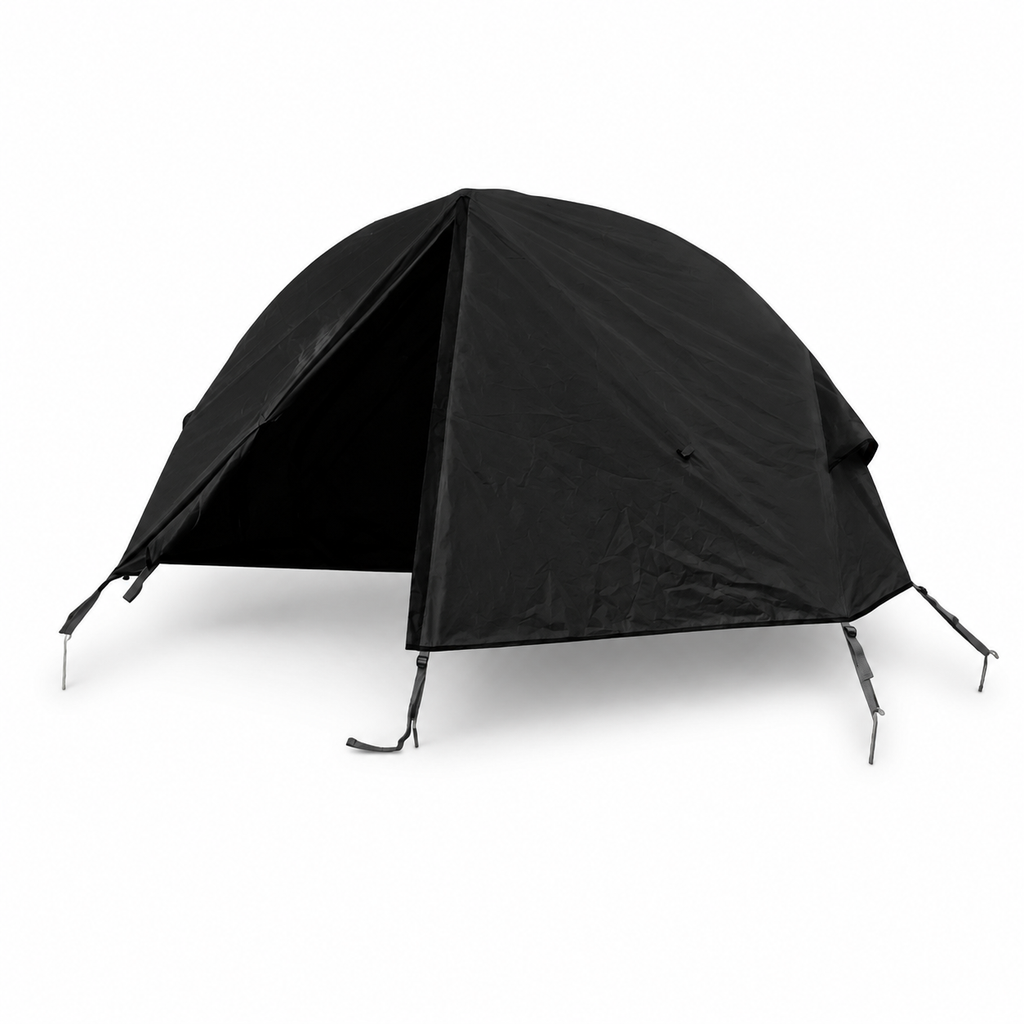 Portable Off-Ground Single Camping Tent with Mosquito Net - Black