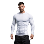 Top Long Compression White Sleeve Quick Dry for Men (Medium)