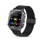 Military Smart Watch with 1400mAh Bluetooth Call (Black Mesh Belt)