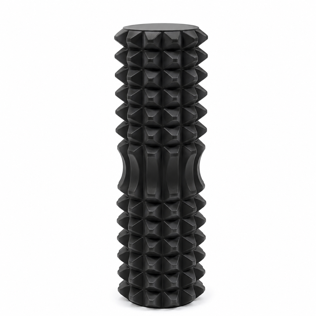 Black High-Density 3D Trigger Point Foam Roller - Solid Core Massager for Deep Tissue Muscle Recovery & Yoga