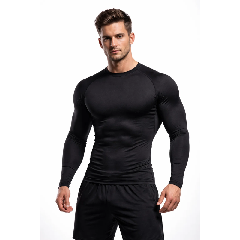 Top Long Compression Black Sleeve Quick Dry for Men (Small)