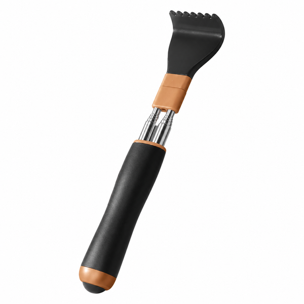 Dual Retractable Back Scratcher, Portable Self-Scratching Tool with Magnetic Massage Roller and Anti-Slip PP Claw—Black
