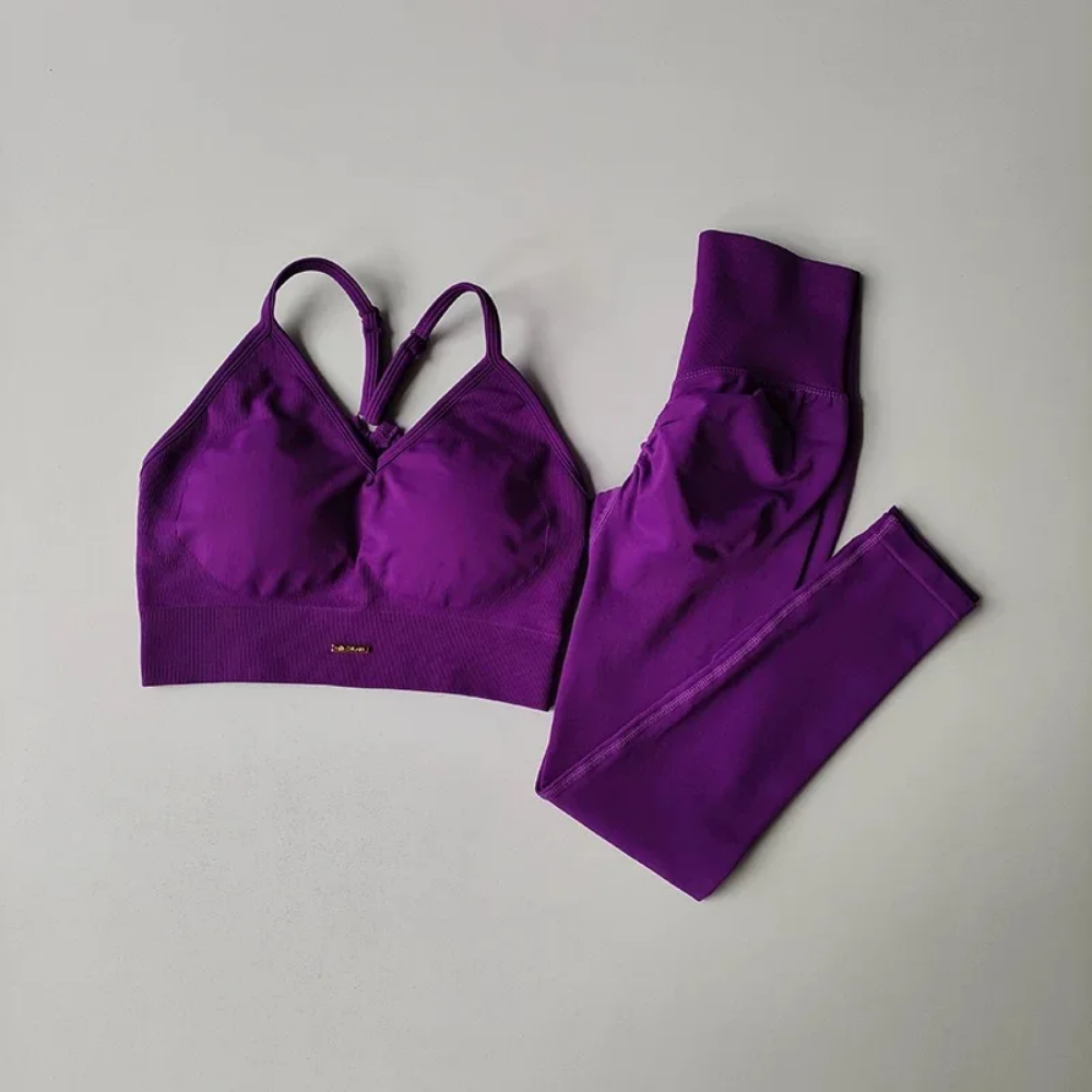High-Waisted Women's Yoga & Fitness Set (Purple-M)
