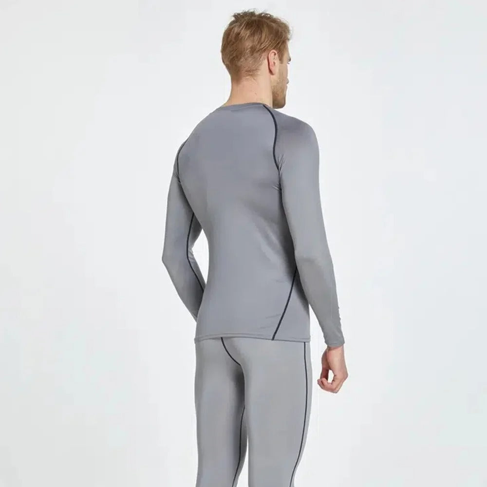 Top Long Compression Gray Sleeve Quick Dry for Men (Large)