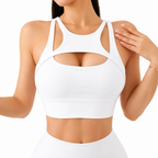 Nylon Sports Bra for Women (White-M)