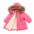 Girls Winter Hooded Plush Cotton Jacket (Pink-6T)