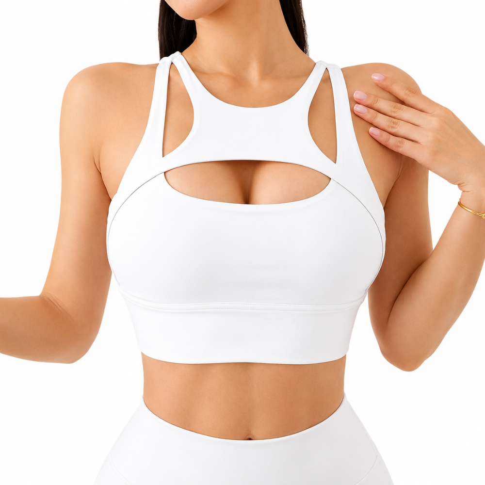 Nylon Sports Bra for Women (White-S)