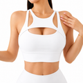 Nylon Sports Bra for Women (White-L)