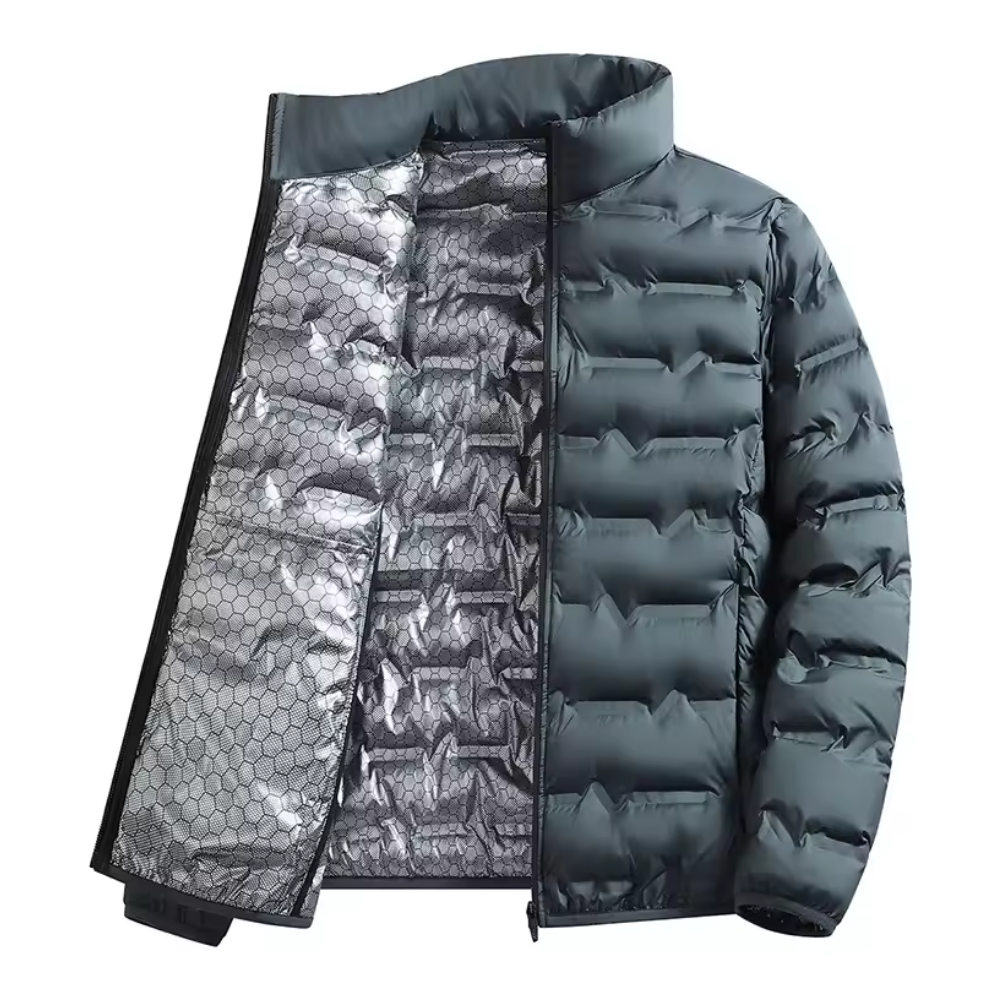 Men's Fleece-Lined with Collar Coat for Winter (Grey-2XL)