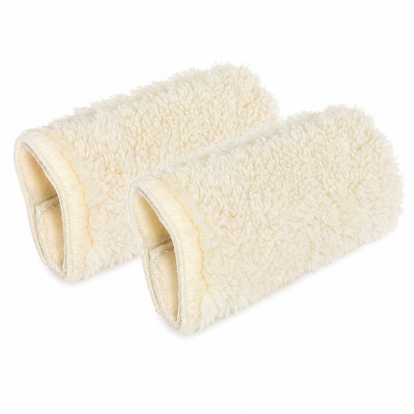 Wheelchair Armrest Covers Wool Pads (White)