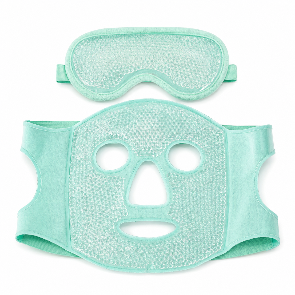 Gel Bead Hot & Cold Facial and Eye Mask Set—Green