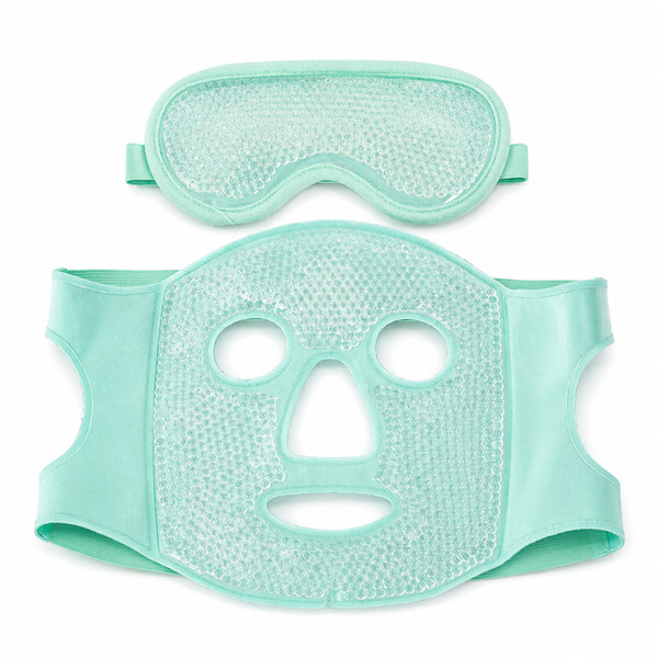 Gel Bead Hot & Cold Facial and Eye Mask Set—Green