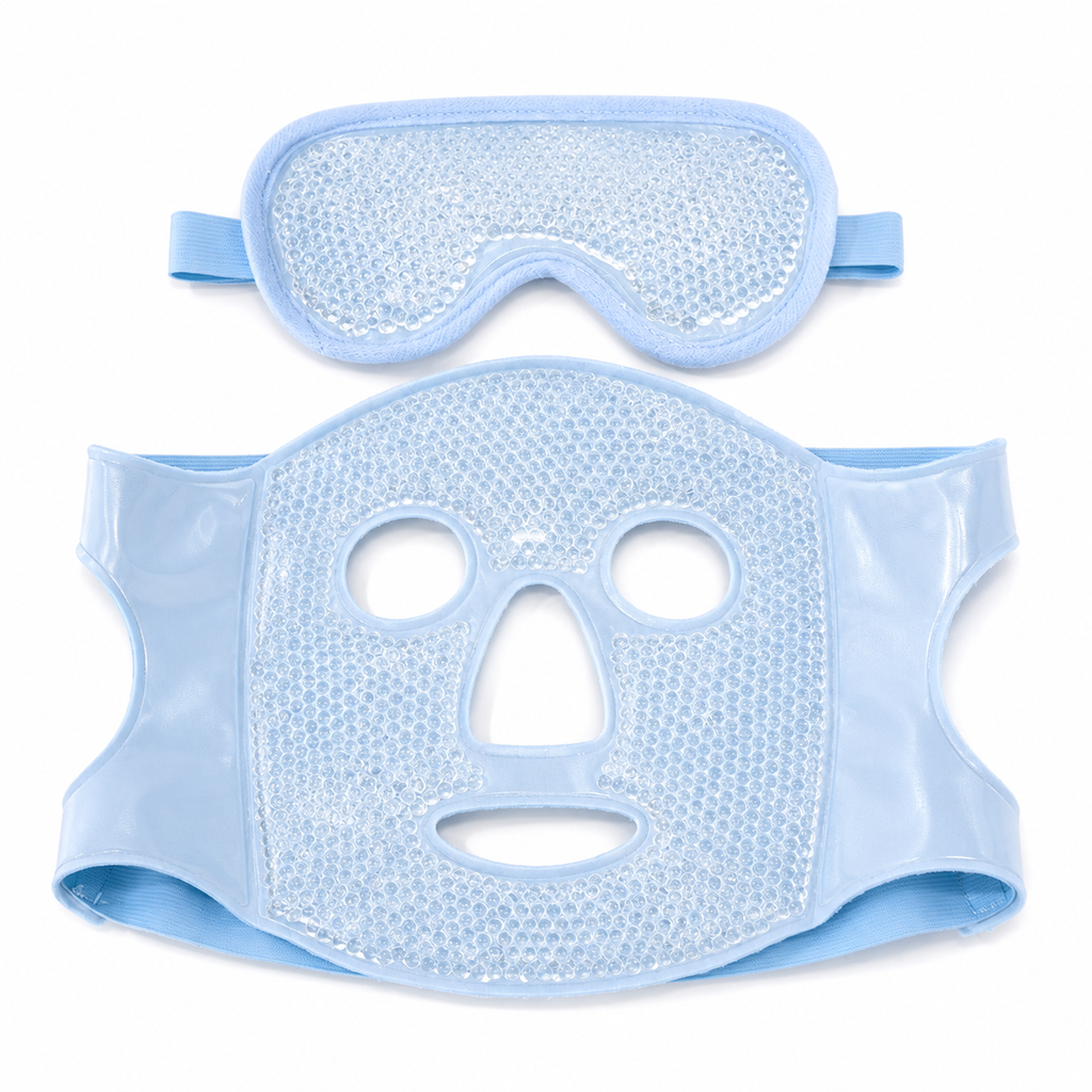 Gel Bead Hot & Cold Facial and Eye Mask Set (Blue)