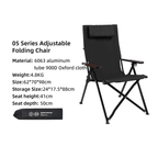 Outdoor Folding Chair with Adjustable Camping Portable Seat
