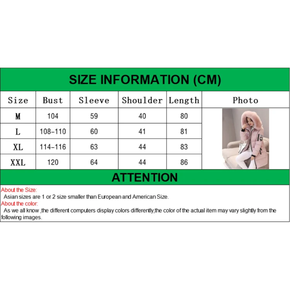 Women's Warm Long Parka Coat for Winter (Green-AU-10)