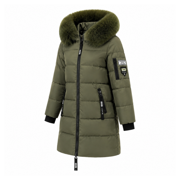 Women's Warm Long Parka Coat for Winter (Green-AU-12/14)