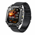 Military Smart Watch with 1400mAh Bluetooth Call (Black Steel B 2A)