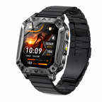 Military Smart Watch with 1400mAh Bluetooth Call (Black Steel B 2A)