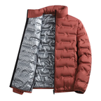Men's Fleece-Lined with Collar Coat for Winter (Red-XL)