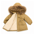 Girls Winter Hooded Plush Cotton Jacket (Khaki-5T)