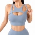 Nylon Sports Bra for Women (Grey Blue-S)