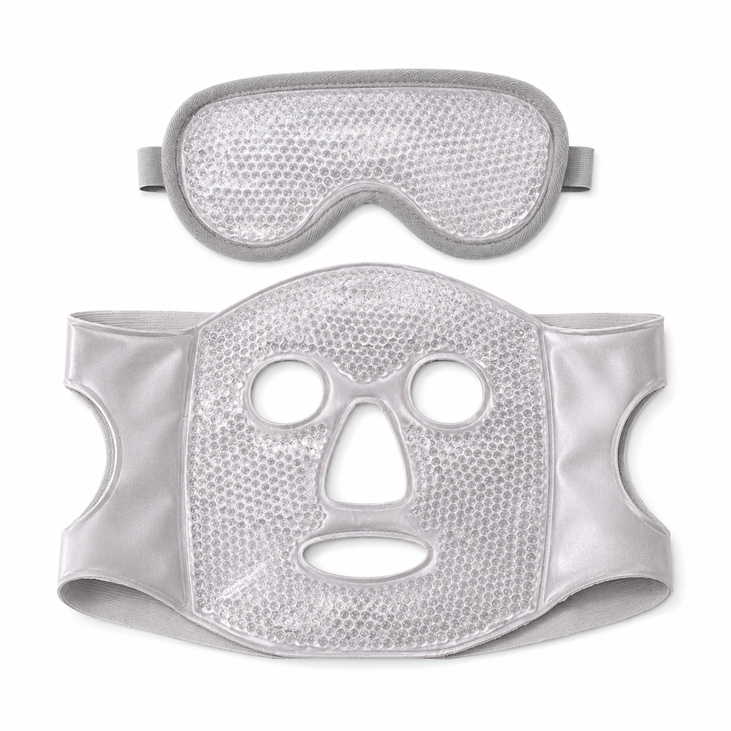 Gel Bead Hot & Cold Facial and Eye Mask Set – Gray