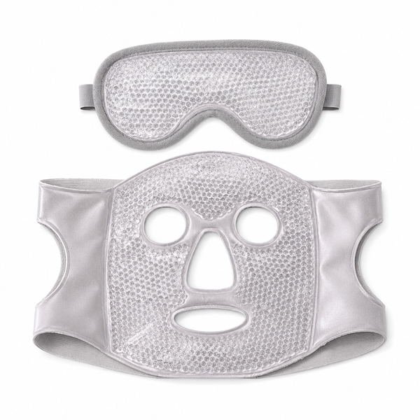 Gel Bead Hot & Cold Facial and Eye Mask Set – Gray