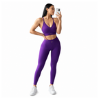 High-Waisted Women's Yoga & Fitness Set (Purple-M)