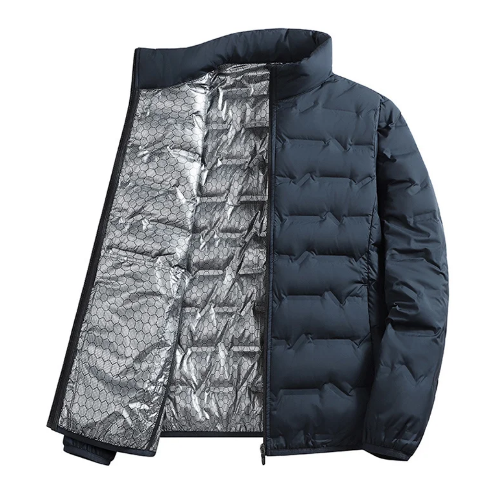 Men's Fleece-Lined with Collar Coat for Winter (Blue-M)