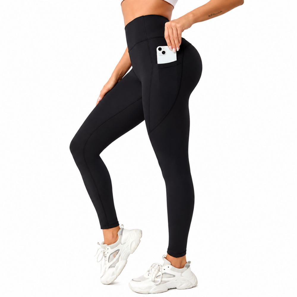 High Waist Seamless Butt Lift Yoga Leggings for Women (Black-L)