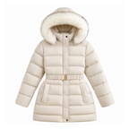 Girls Winter Hooded Plush Cotton Jacket (White-4T)