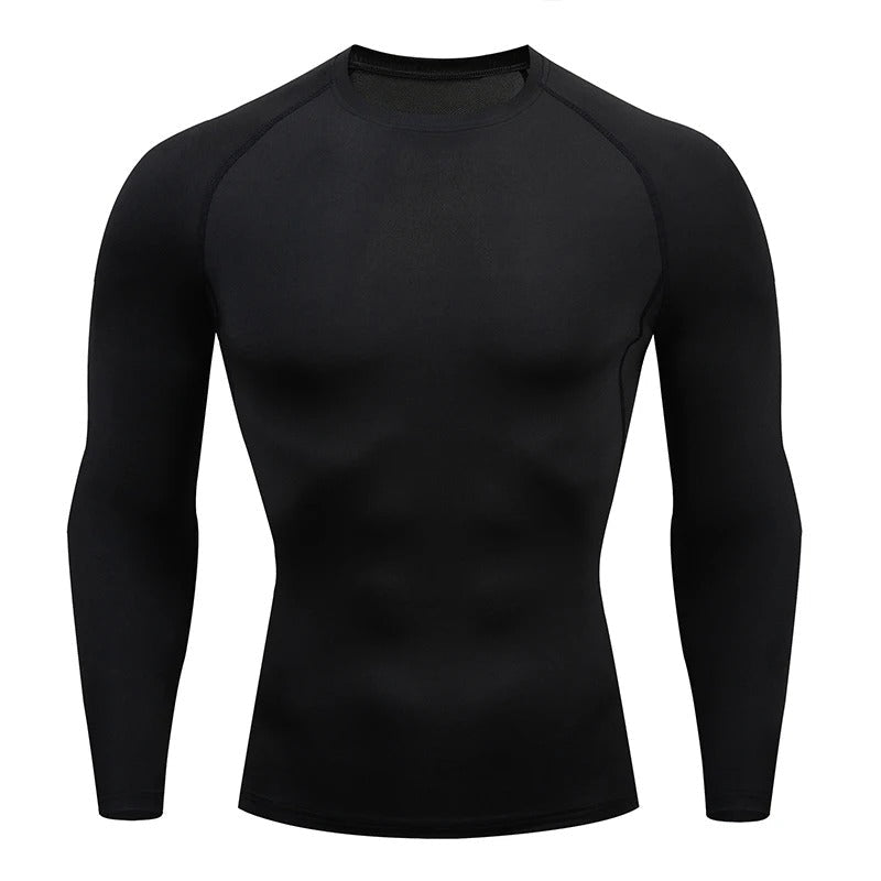 Top Long Compression Black Sleeve Quick Dry for Men (Large)