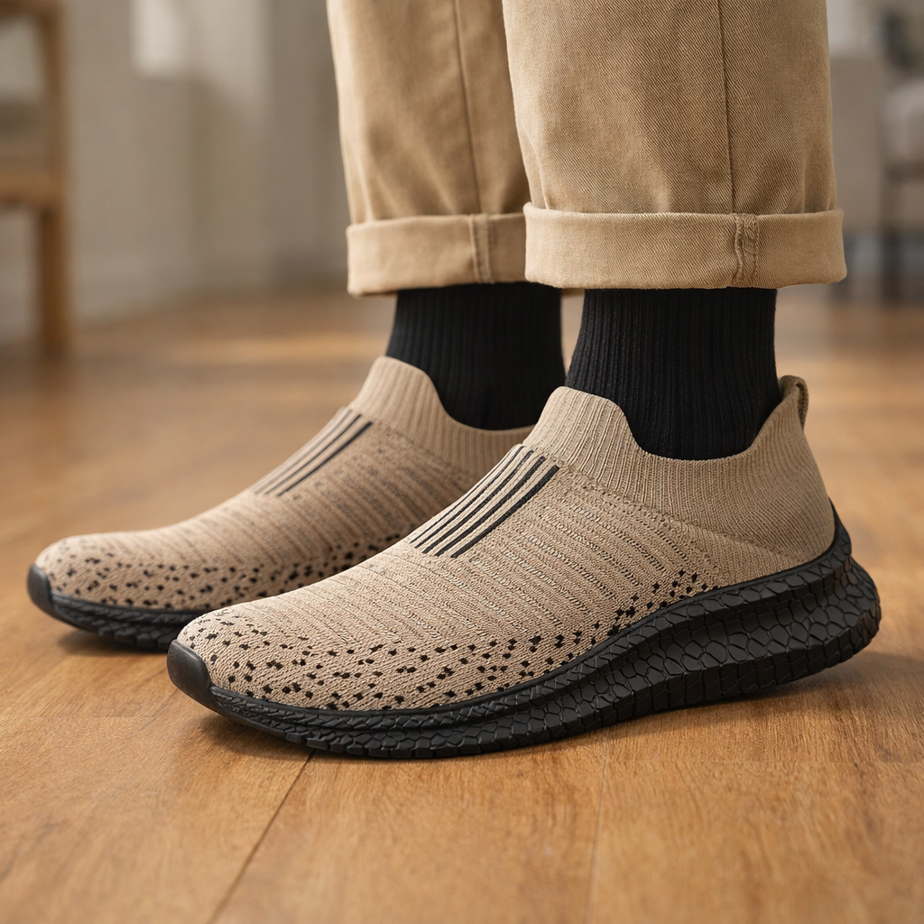 Walking Khaki Shoes Slip-On Mesh Men (Shoe Size: 40)