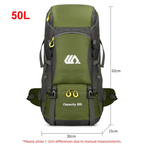 Backpack Hiking 50L Waterproof Travel Rucksack Nylon