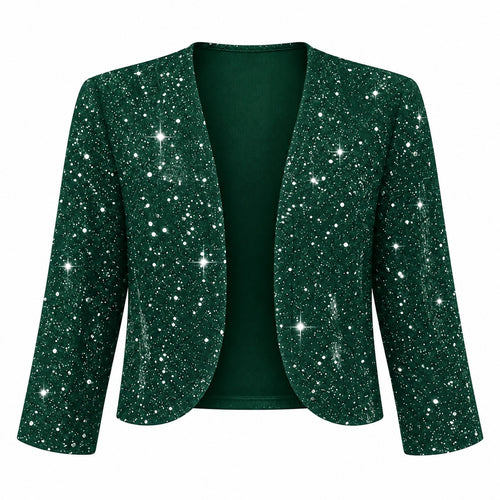 Green Women's Sparkly Sheer Fashion Jacket Size XL