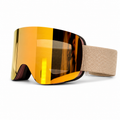 Magnetic Flip-Up Ski Goggles with Cylindrical Anti-Fog Lens Protection