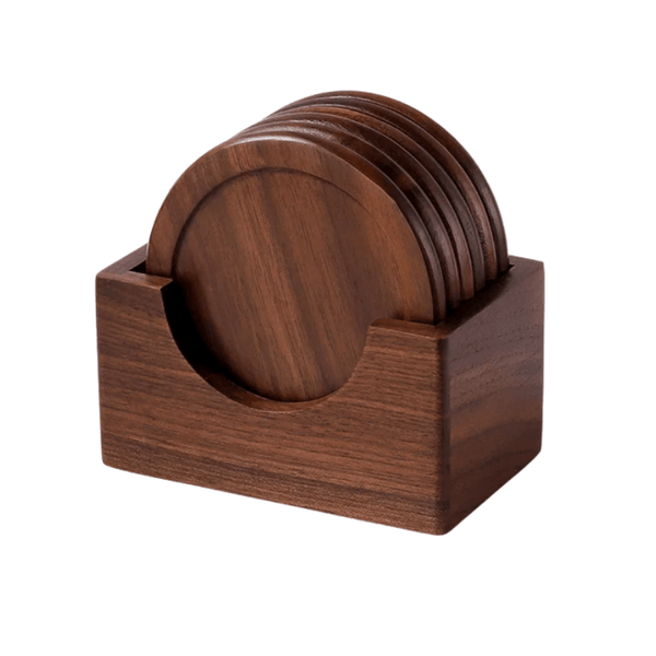 Best Wood Coaster Set Walnut Heat Resistant Round Square | Buy Online at Furniture Things Australia