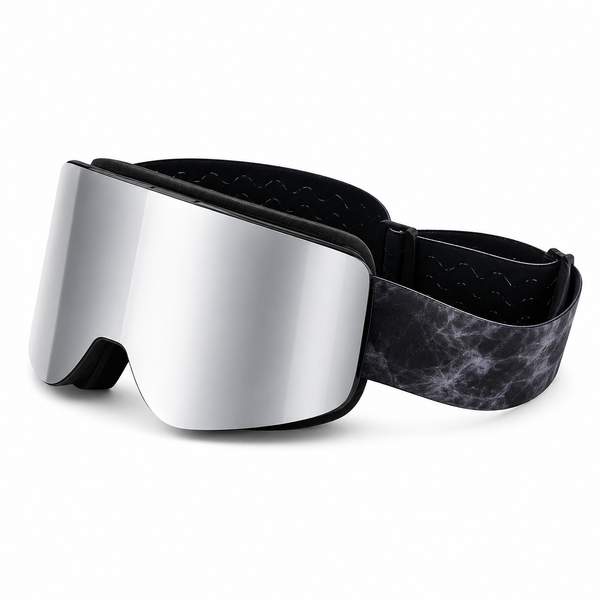 Space Silver Flip-Up Ski Goggles with Dual Frame Anti-Fog Lens