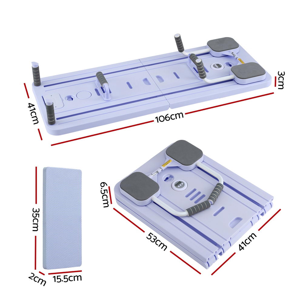 Everfit Pilates Board Foldable Reformer Multi Functional Exercise Trainer Purple